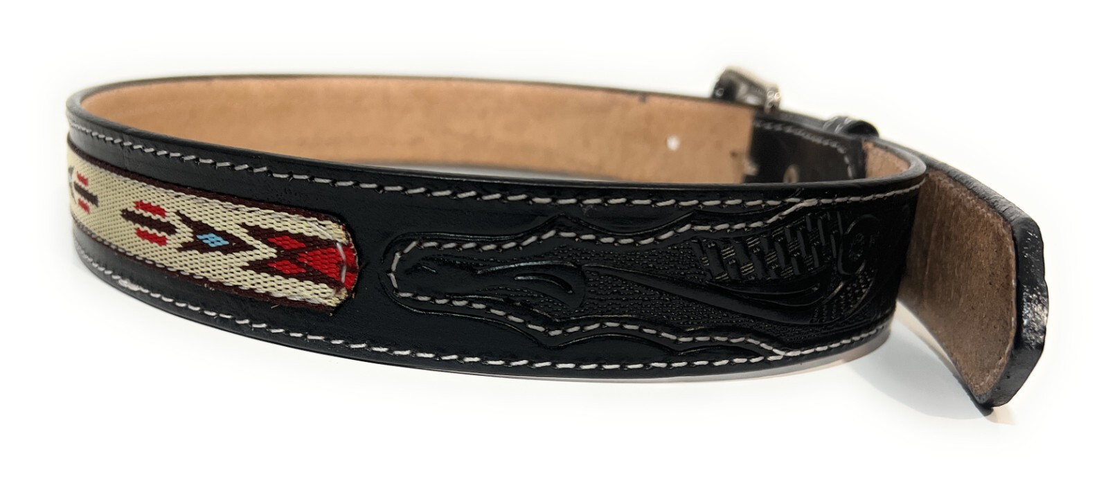 MEN’S HEAVY DUTY WESTERN LEATHER BELT. SOUTHWESTERN STYLE COWBOY RODEO BELT