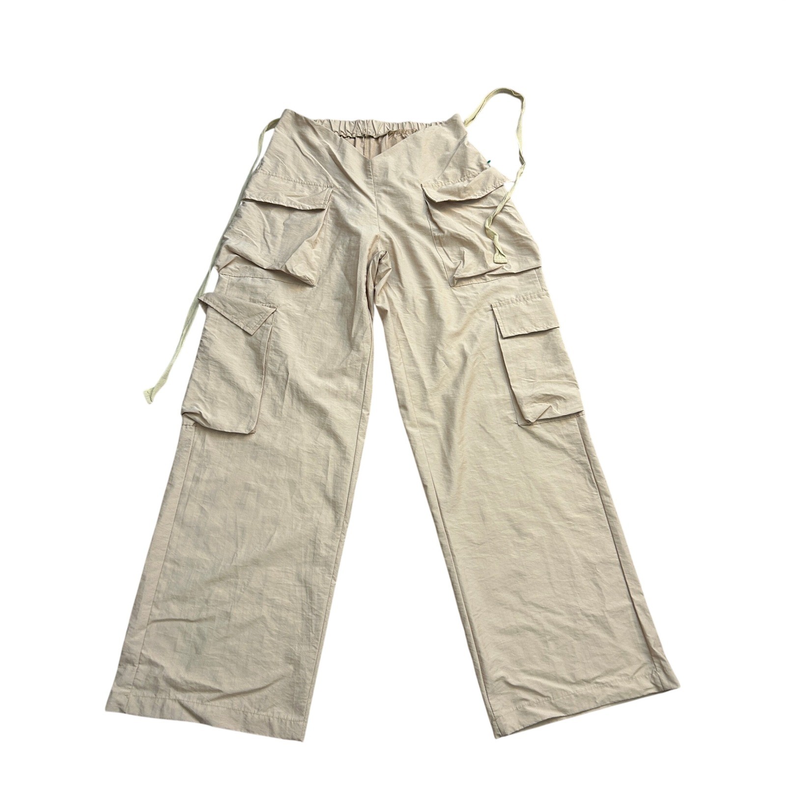 Vintage Cargo Pants Womens Large Tan Excellent Wide Leg Utility Gorpcore