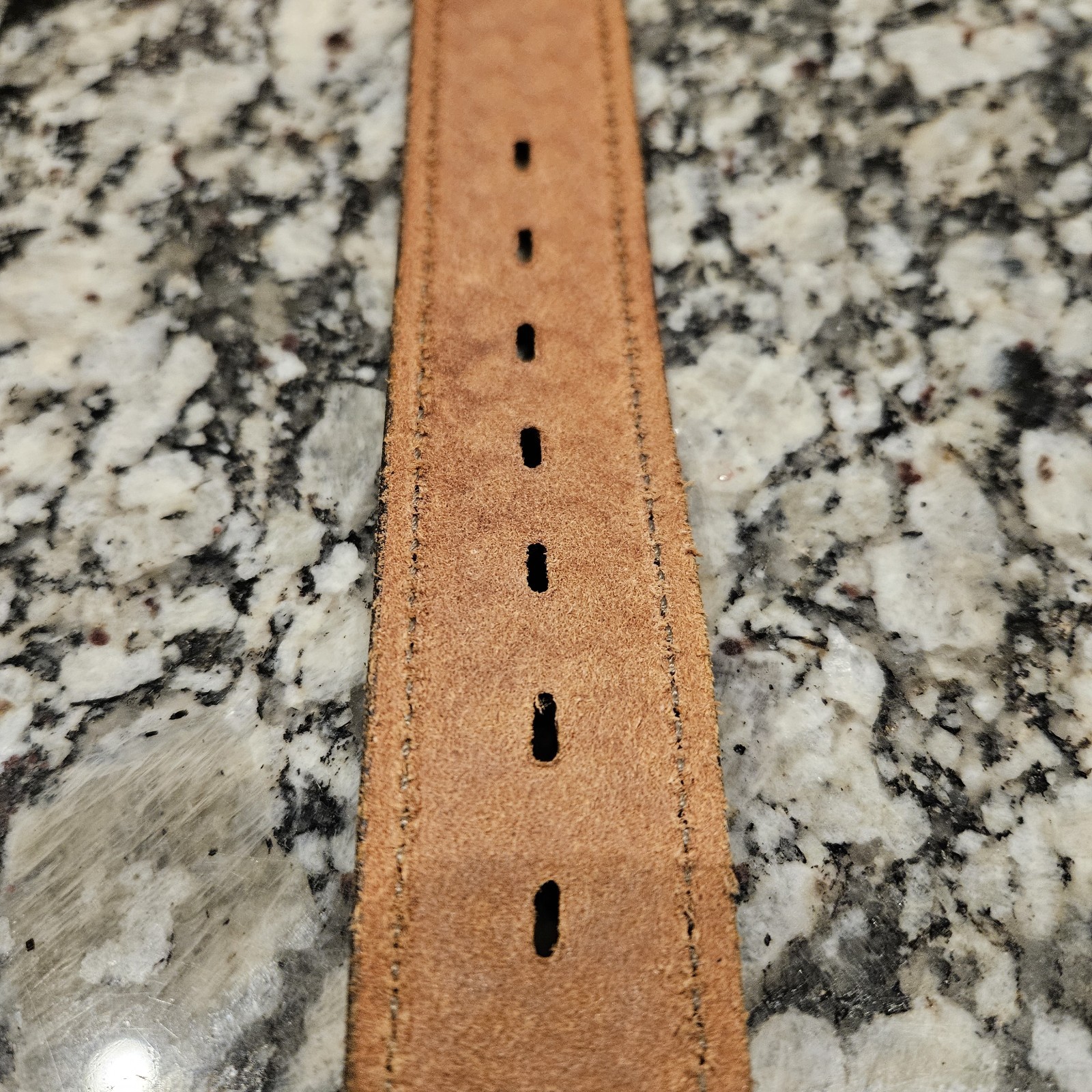 NWOT Rare Chambers Leather Money Belt 38 Brown Basketweave USA Hidden Zip, 1.5″