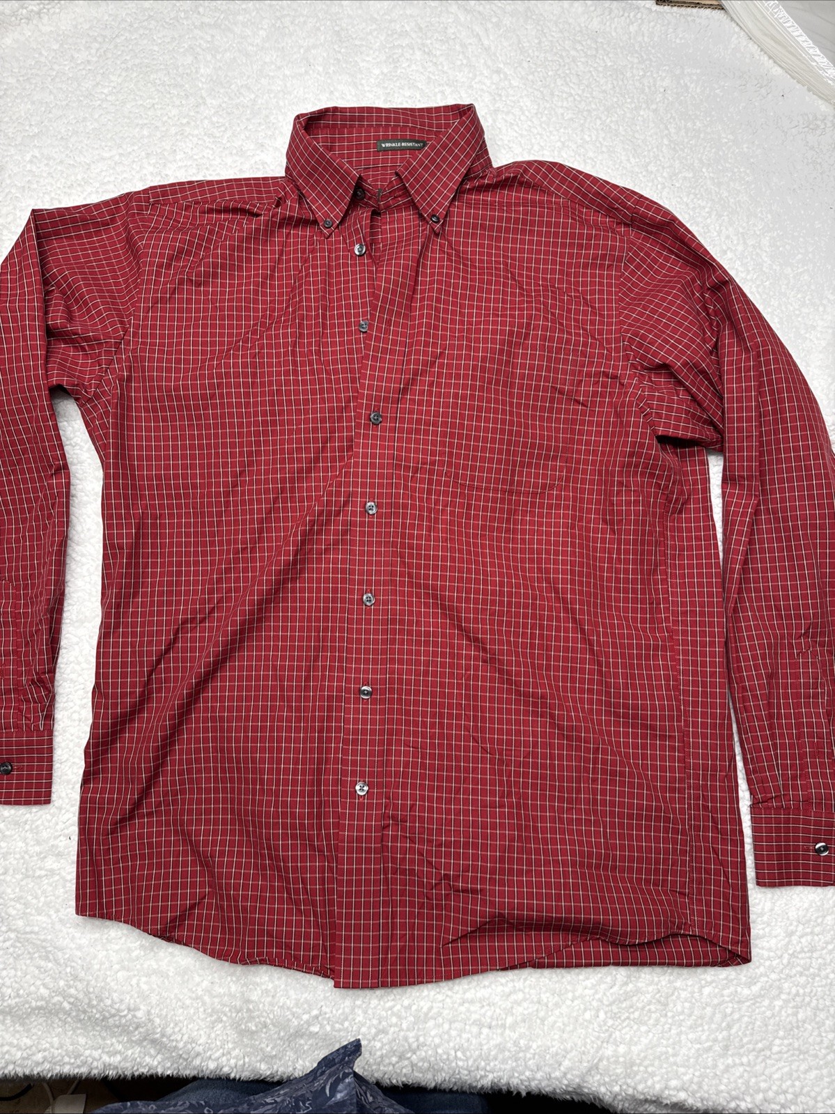 Eddie Bauer Mens Sz L Tall Red Plaid Button Down 100% Baumwolle Cotton LS Shirt