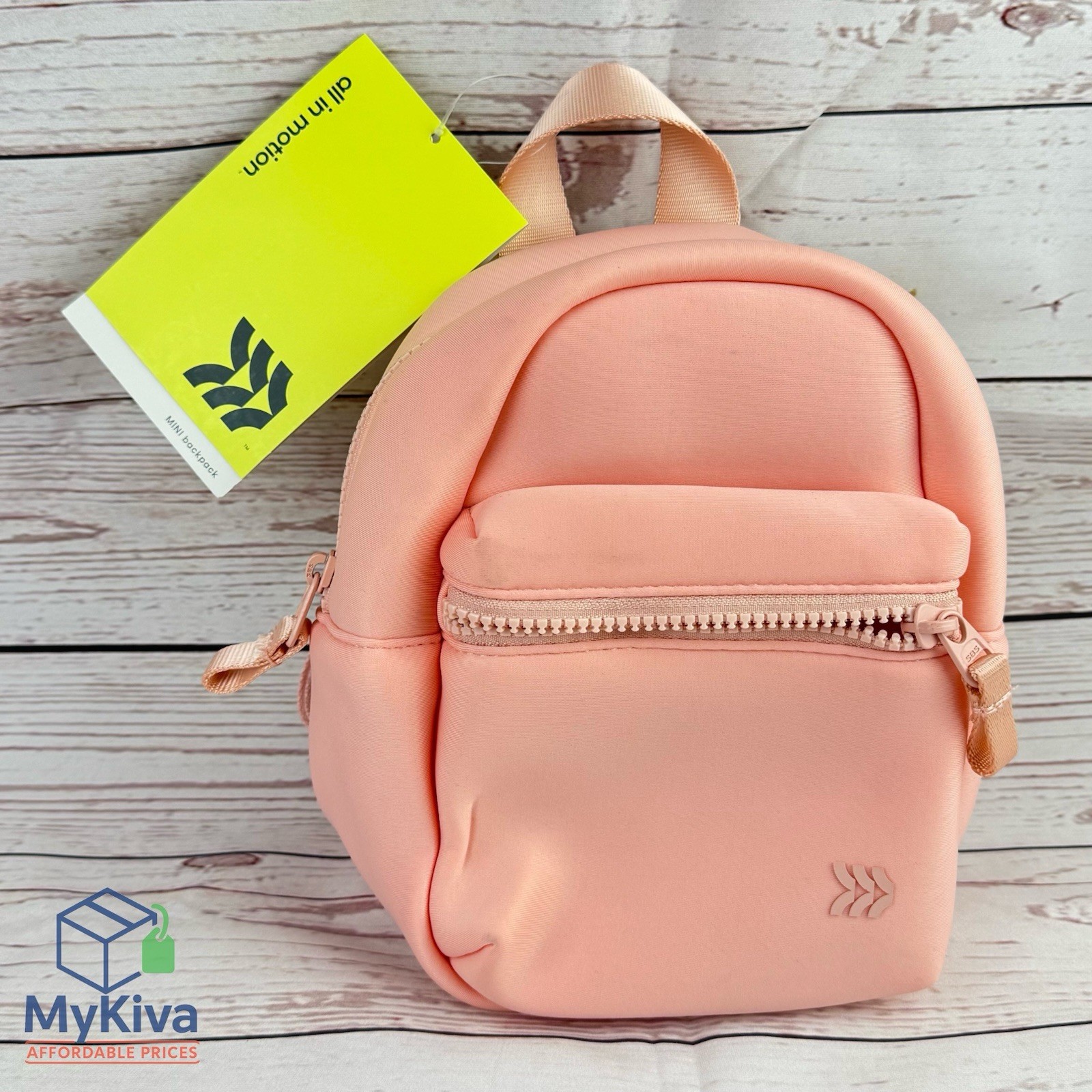 All In Motion 8.5in Neoprene Mini Backpack Blush Pink Front Zip Pocket New