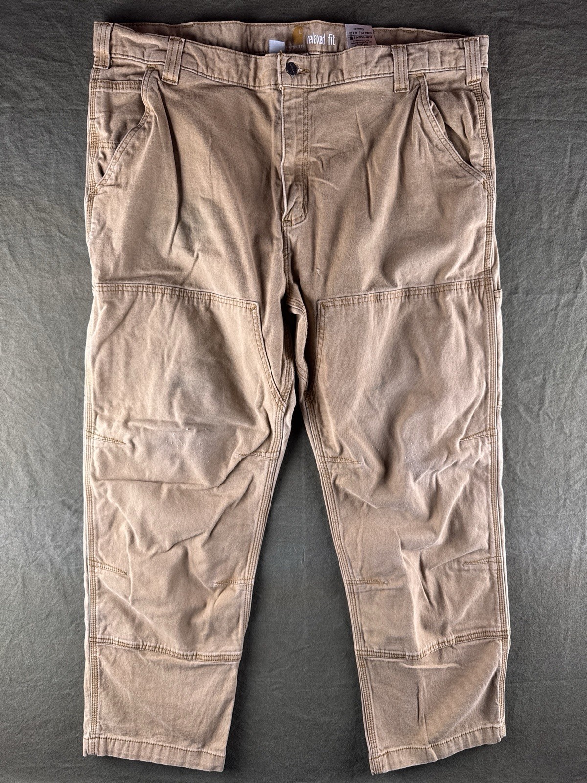 Carhartt Double Knee Duck Pants 42×30 Beige Workwear Carpenter 102802-918