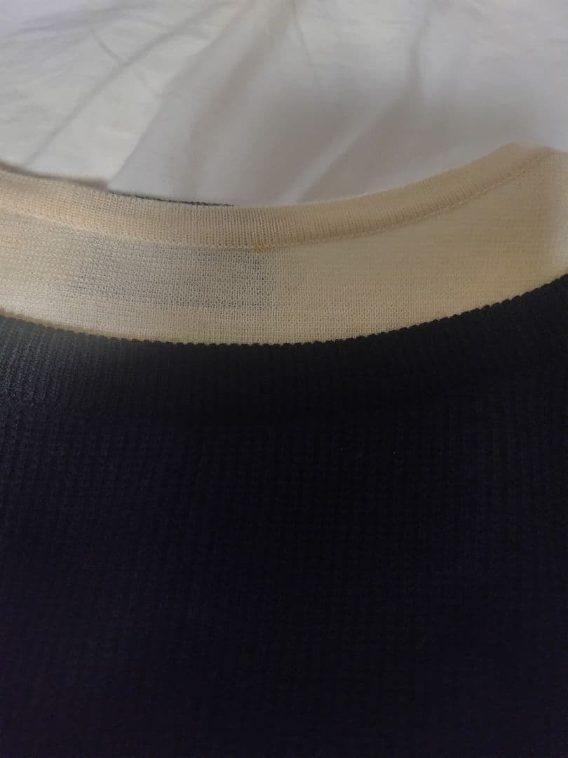 CHANEL BOUTIQUE Bicolor Knit Dress Coco Mark Black Beige Size 44 Authentic