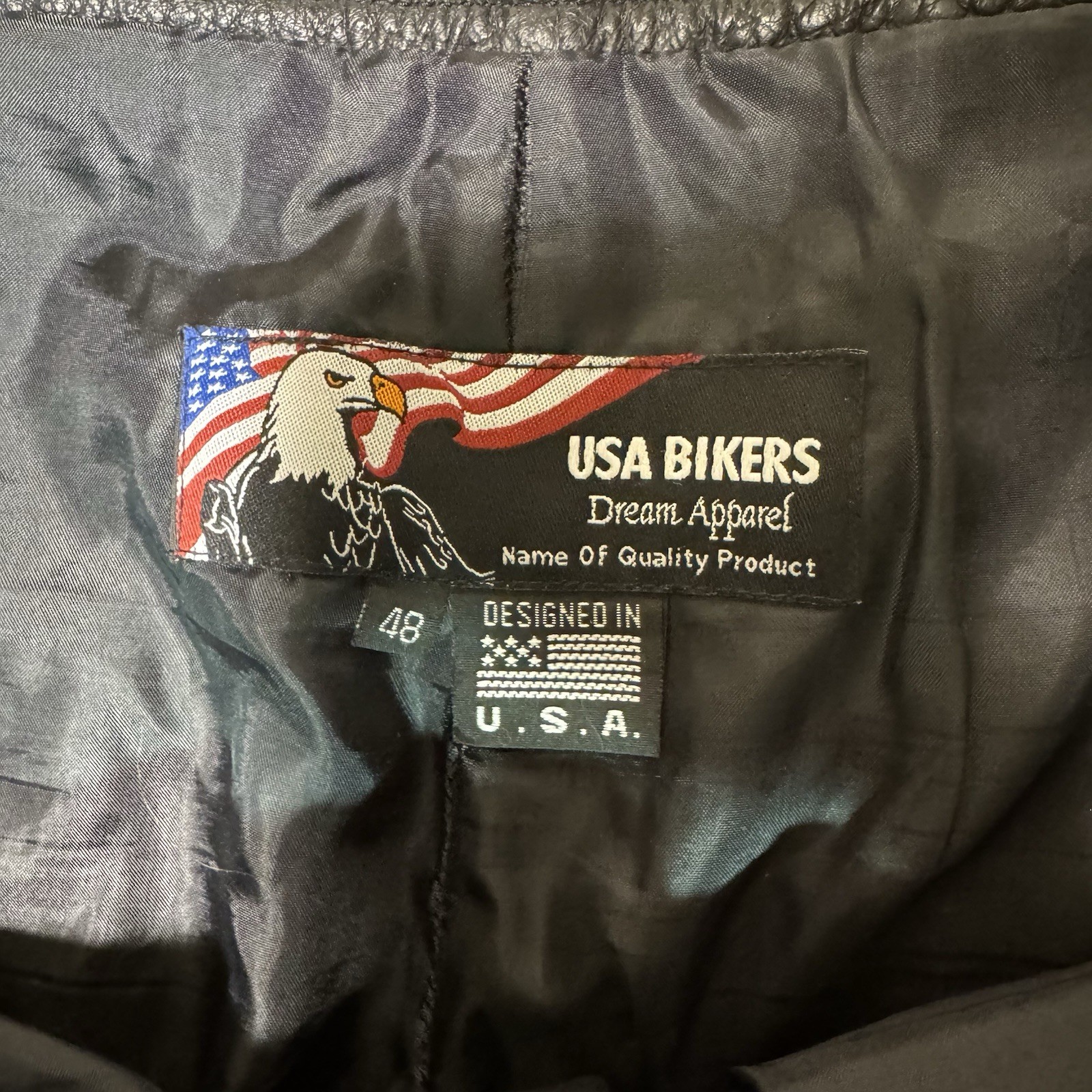 VTG USA Bikers Dream Apparel Black Leather Lined Pants Pre-owned Size 48 Mens
