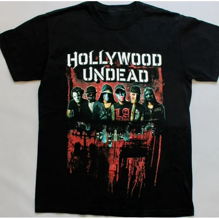 Vintage Hollywood Undead band Men T-shirt Black Tee All Sizes S to 5XL TN0269