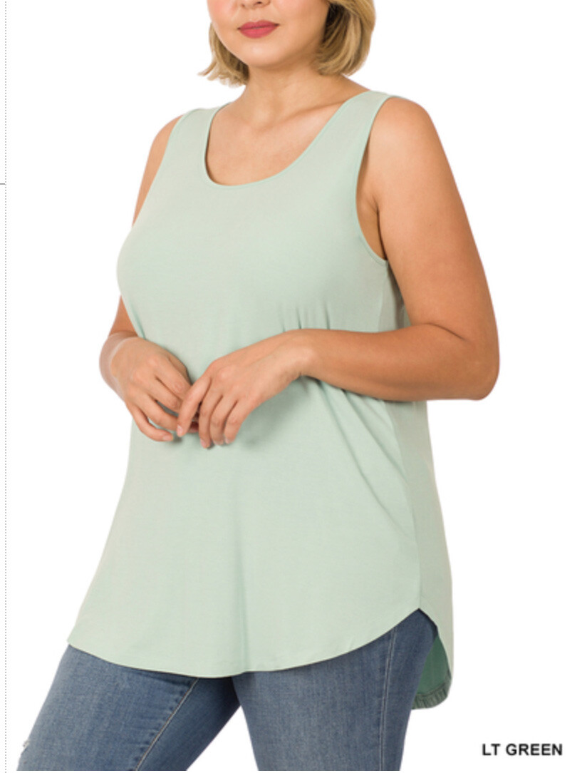 ZENANA 8507 PLUS Real Modal Sleeveless Tank Top Round Hem