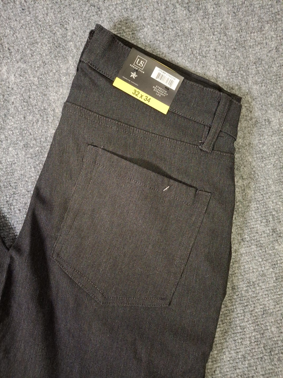 Urban Star Men’s Stretch Relaxed Fit Straight Leg Pants, Black, Size 32×34, New