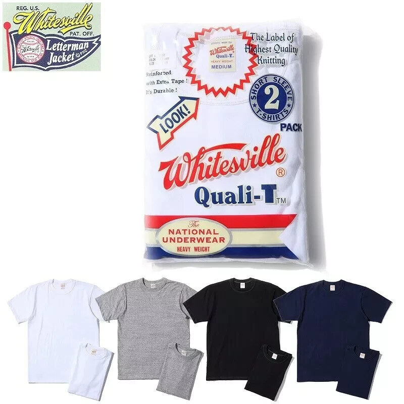 WHITESVILLE 2-PACK T-SHIRT – White, Black, Navy, Gray [ WV73544 ] Made in Japan