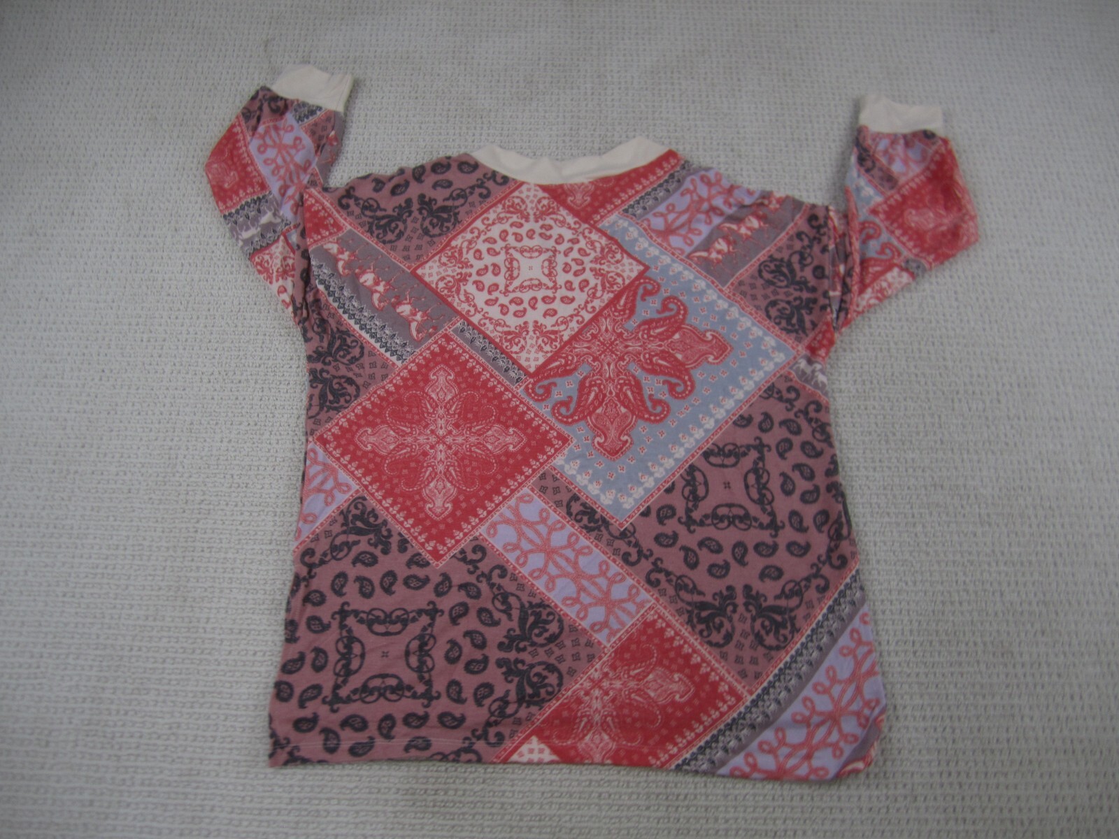 Paisley Shirt Womens Large Red Multi Patterned Colored Buttoned Blouse Casual