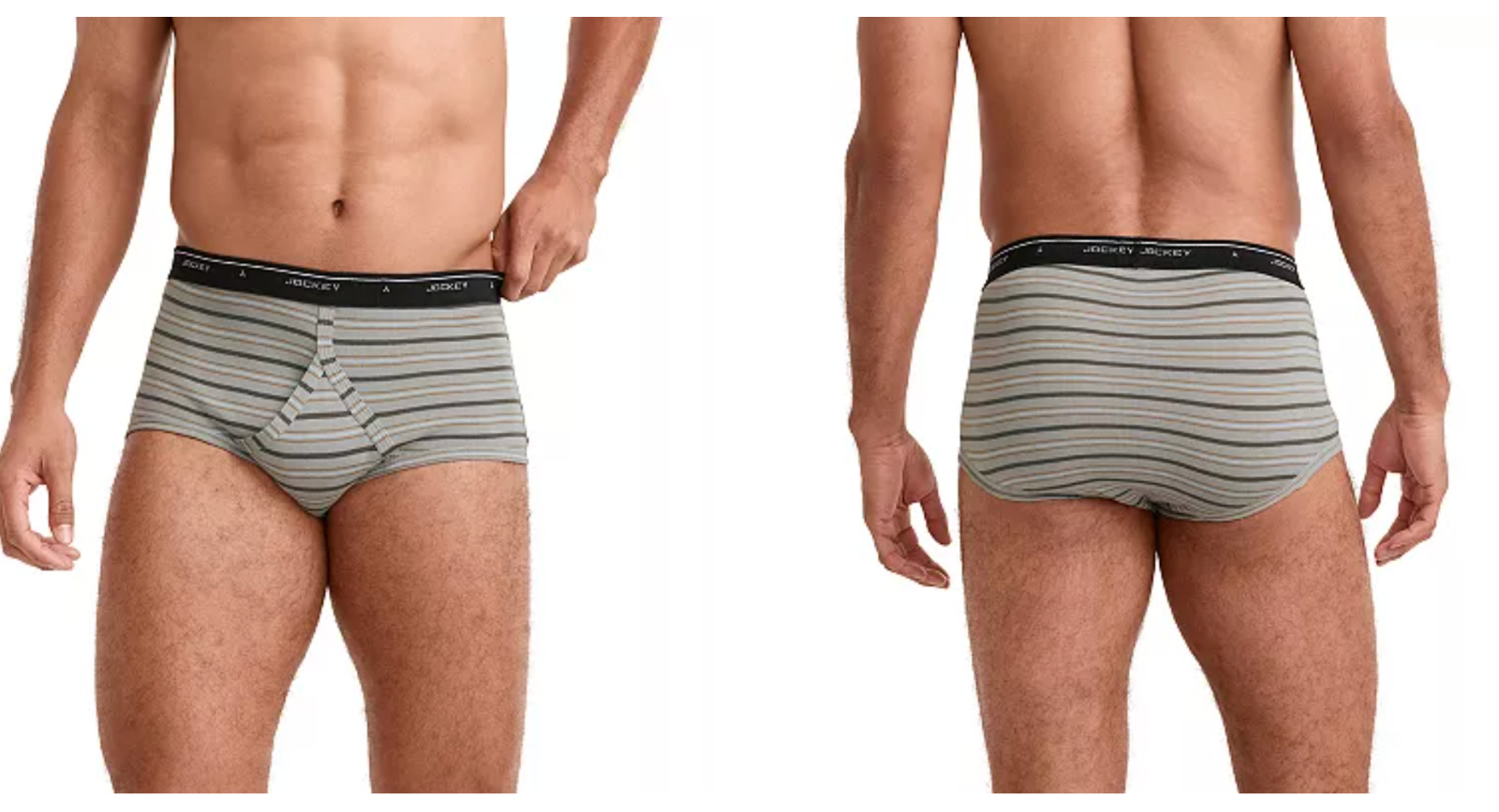 Men’s Jockey 4-Pack 100% Cotton Classics Full-Rise Staynew Briefs – Green Strip