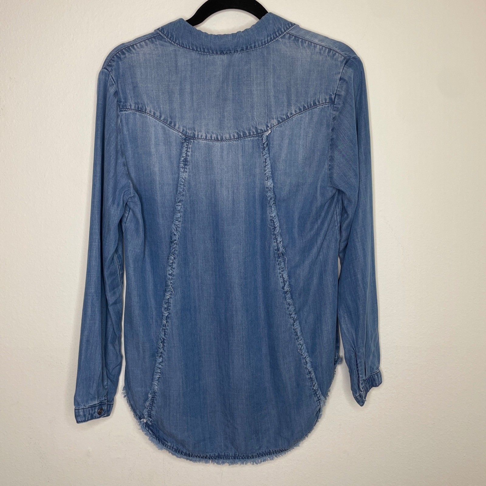 Cloth & Stone Button Down Womens S Blue High Low Raw Hem Western Boho Classic