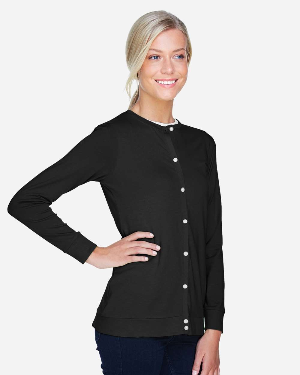 🔥 Devon & Jones Women Perfect Fit Ribbon Cardigan Shirt Up To 3XL DP181W