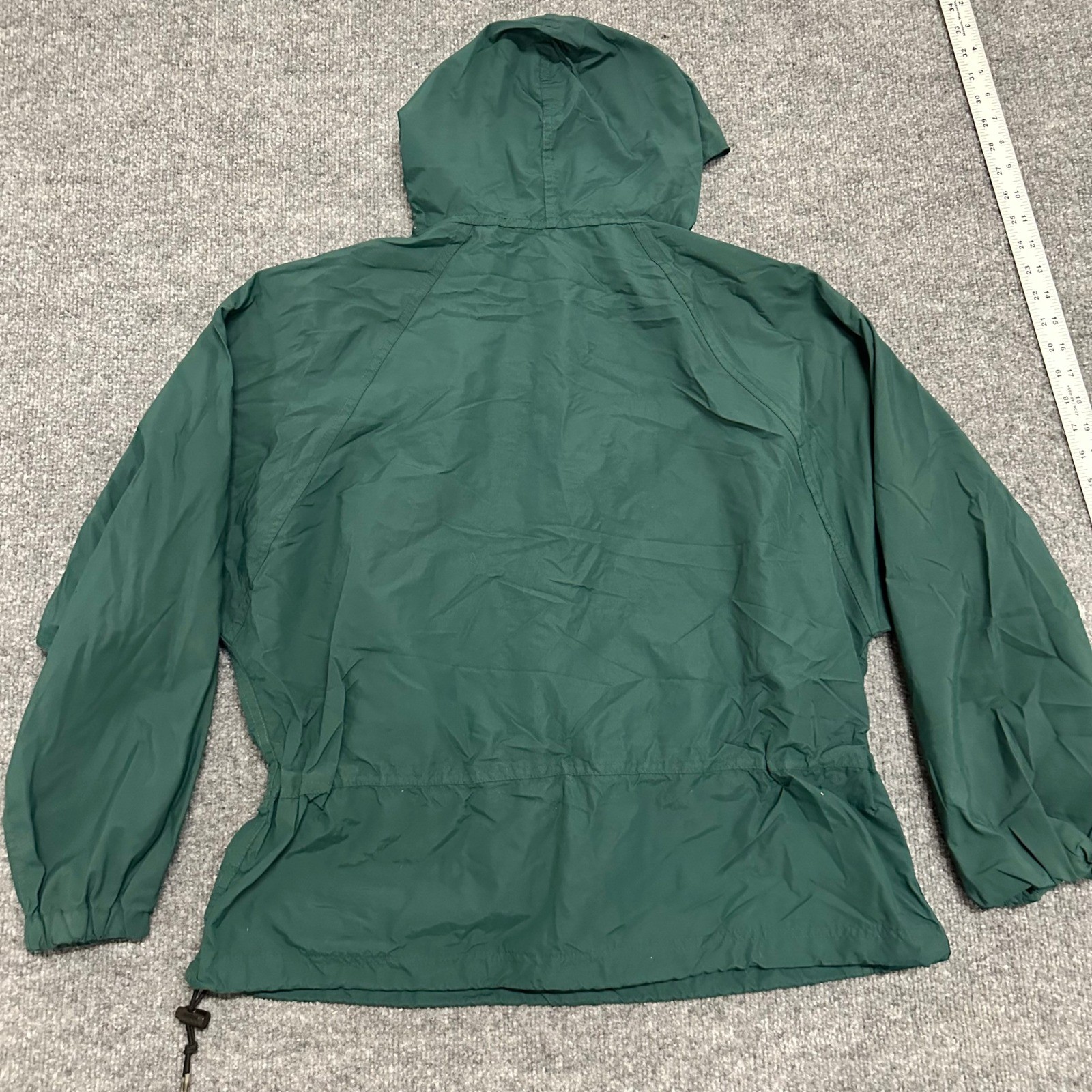 L.L. Bean Anorak Mens Size L Green Vintage Half Zip Hooded Windbreaker Pocket