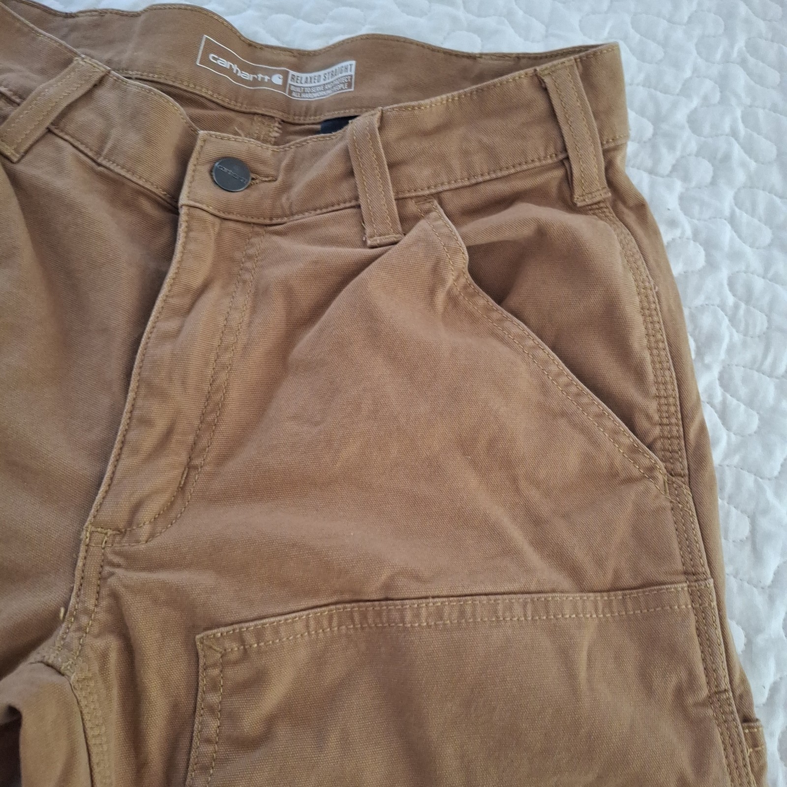 Carhartt Relaxed Straight Double Front Canvas Brown Workwear Pants Men 30×32