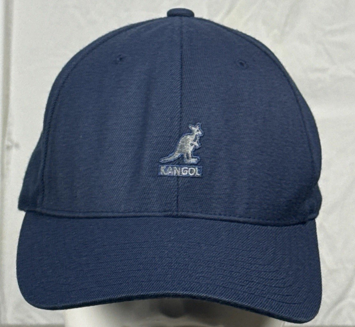 Kangol Hat Mens Small Medium S/M Baseball Cap Wool Blend Navy Blue Stretch Flex