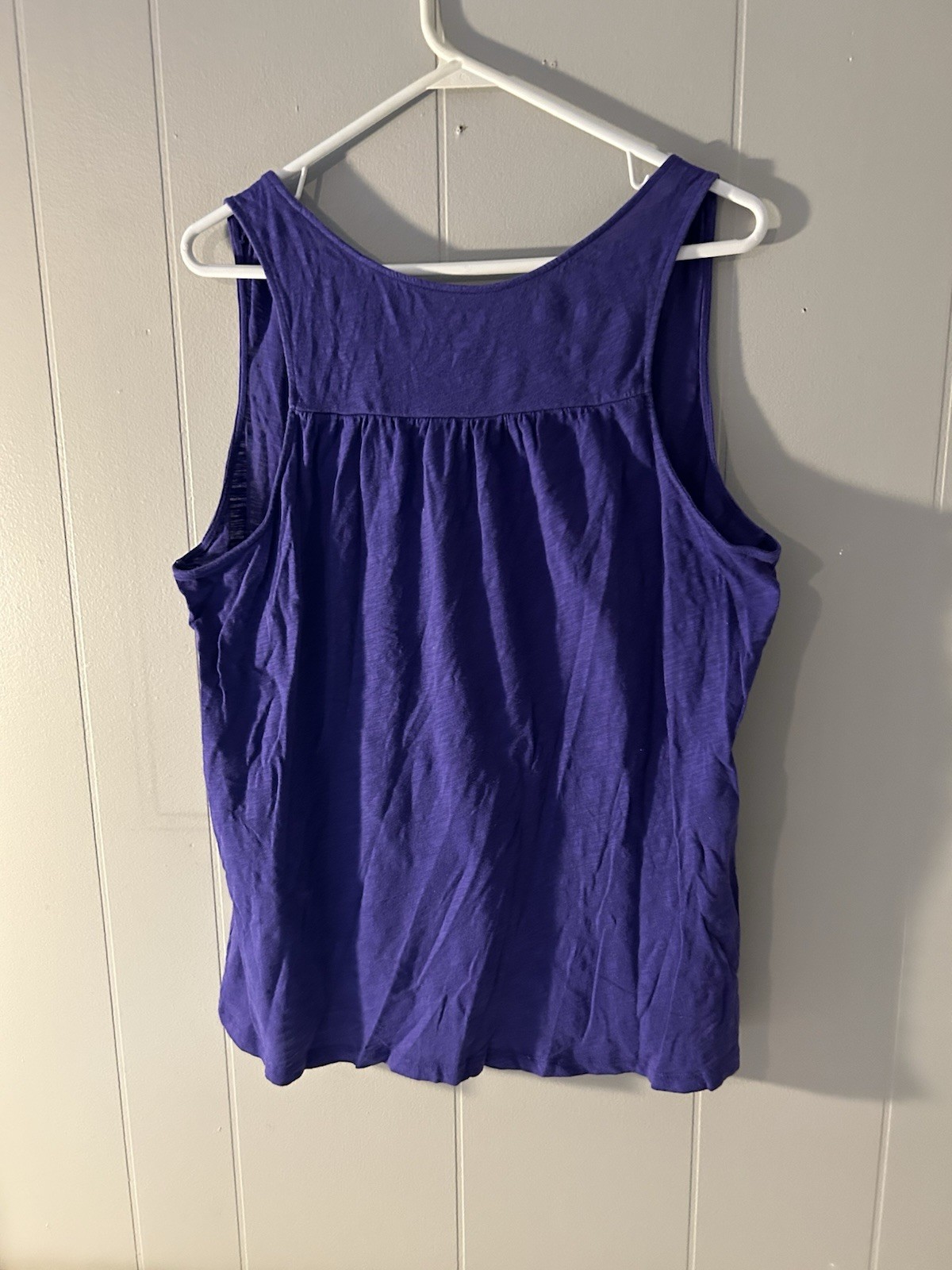 jcp Women’s XL Purple Solid Ruffle Scoop Neck Sleeveless Cotton Tank Top