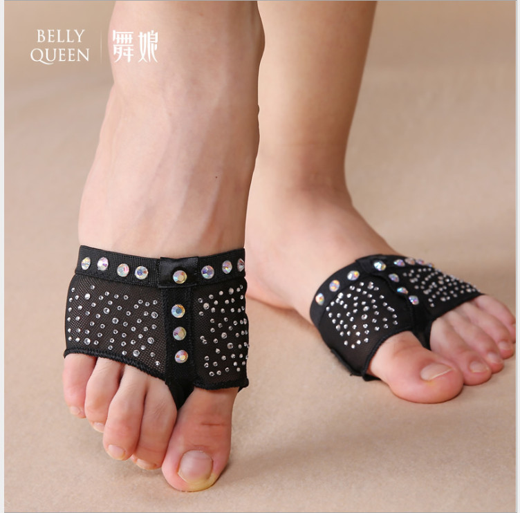 1 Pair Half Shoes Dance Paws Pad Foot Thongs, Rhinestone Ballet Dance Toe Pad