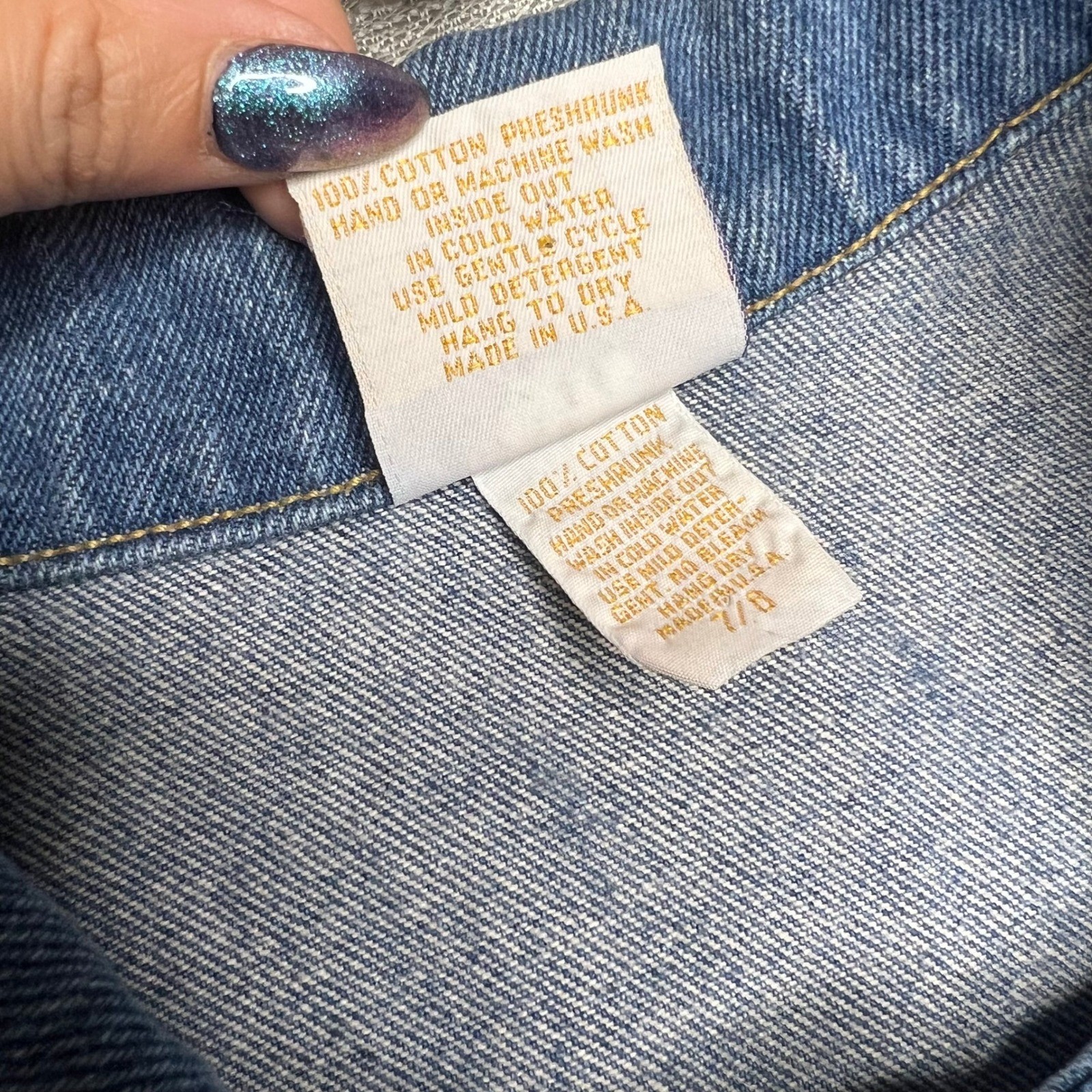 Vintage Monique Jeans Denim Jacket Gold Star Studded Western Medium Wash USA 7/8