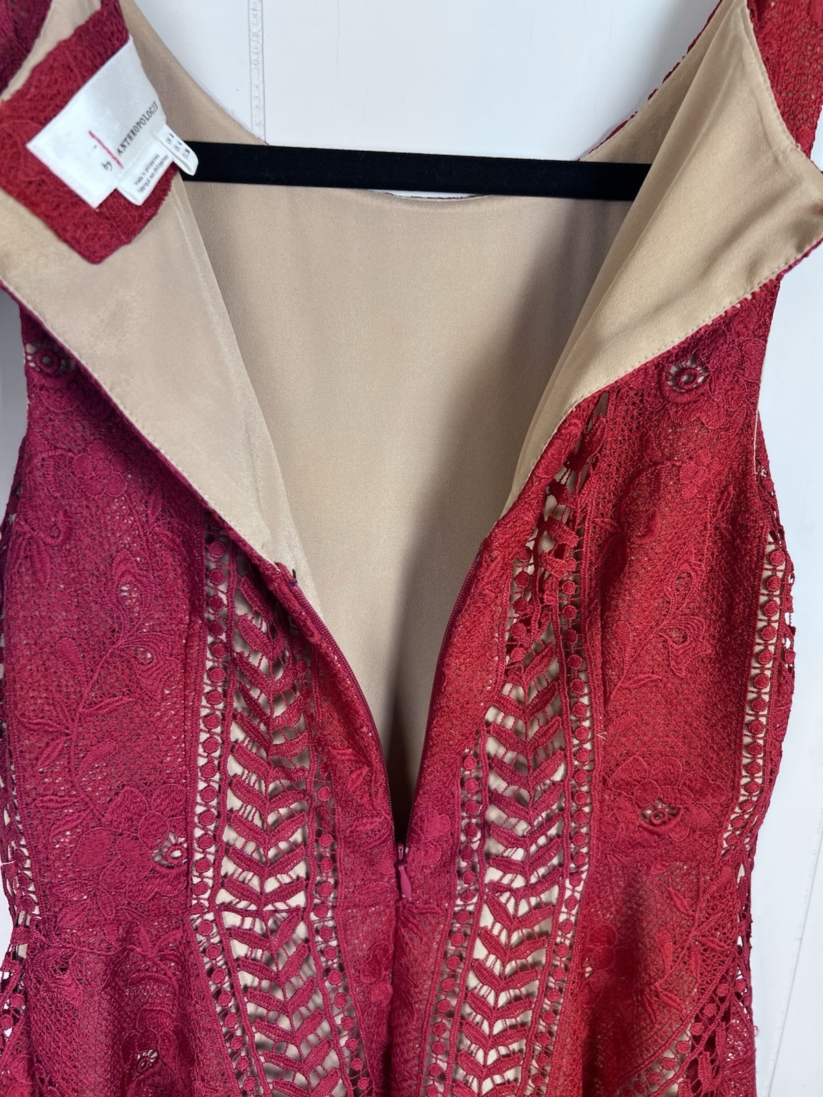 Anthropologie Red Lace Sleeveless A-Line Dress size 4