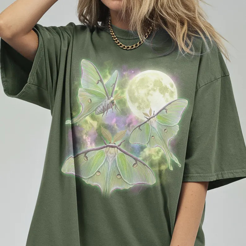 Luna Moth Moon Comfort Tee Insect Bug Nature Butterfly Design