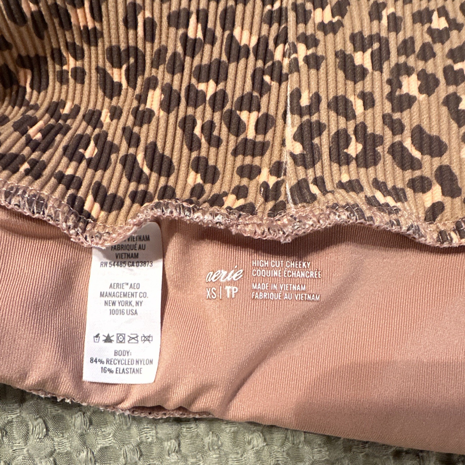 Aerie Ribbed Leopard 2-Piece Bikini Set Bralette Top Cheeky Bottom XS/S