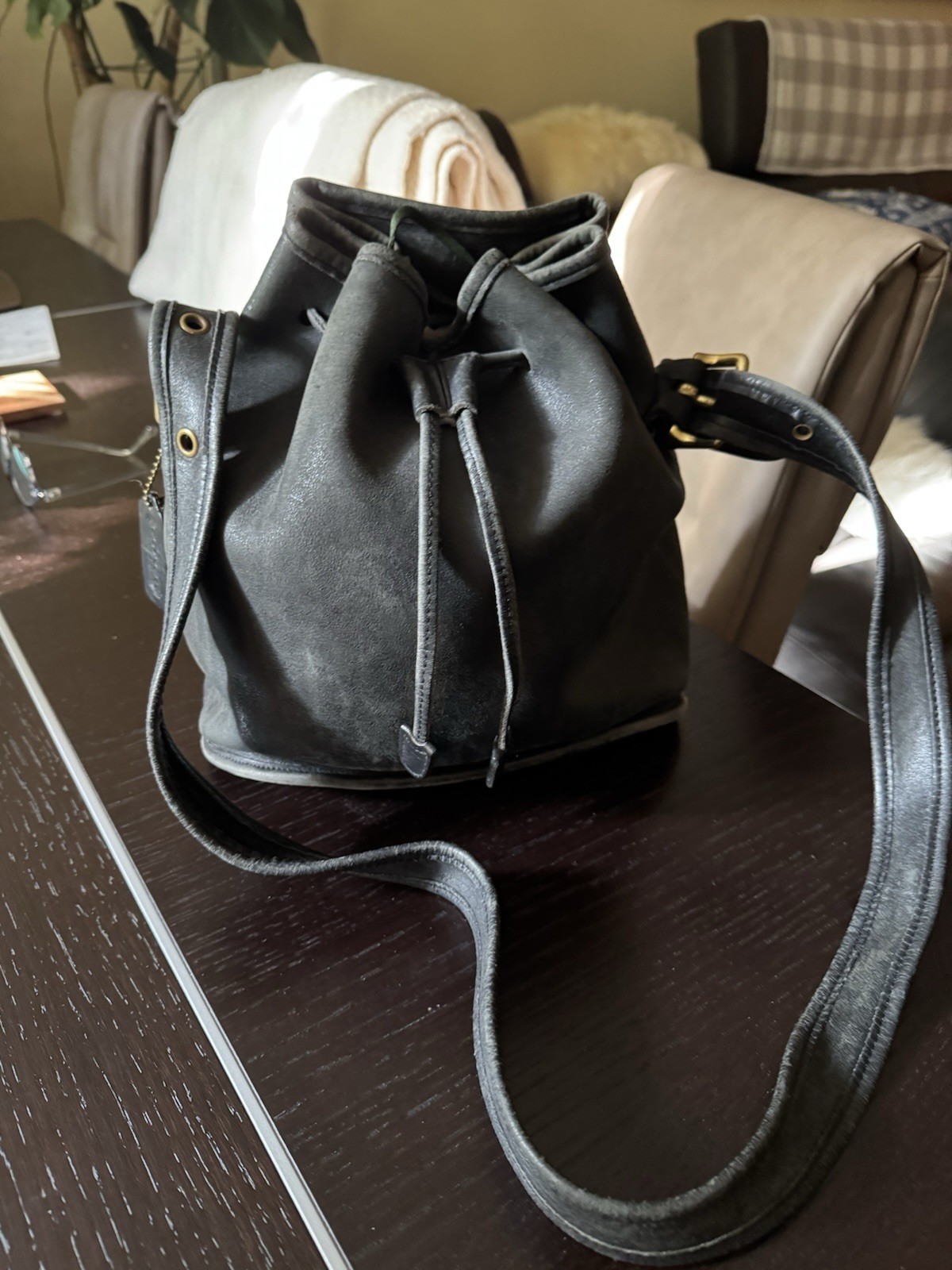 Rare Vintage Coach 9952 Lulu’s Legacy Bucket Bag | Black Leather Drawstring 1980