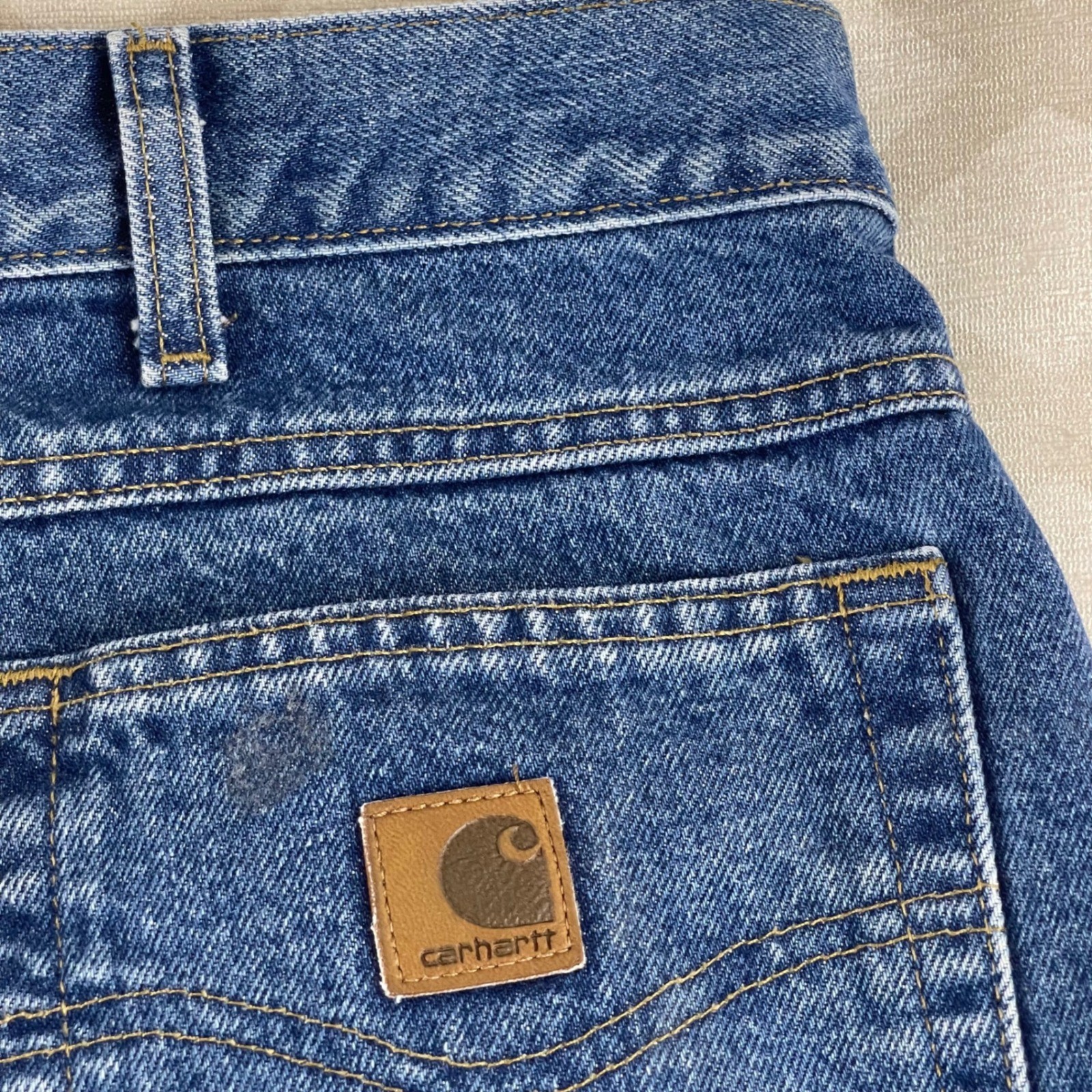 Carhartt B172 DST Flannel Lined Relaxed Fit Denim Jeans Mens 42×32 Blue Dark