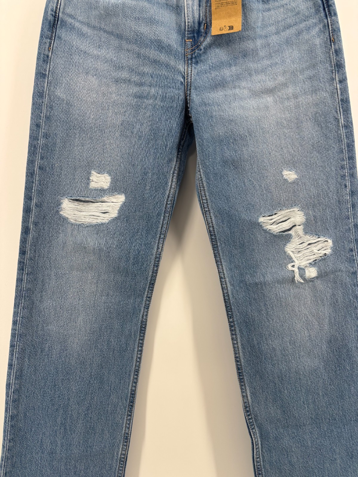 Levi’s Low Pro Straight Leg Jeans Womens Blue Denim Distressed Mid Rise 25 NWT