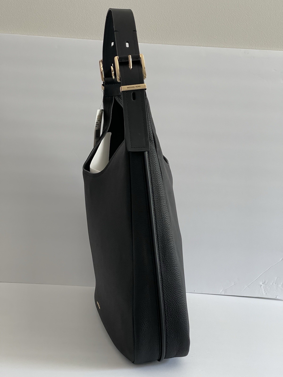 Michael Kors Large Black Leather Shoulder Bag Gold Hardware NWT
