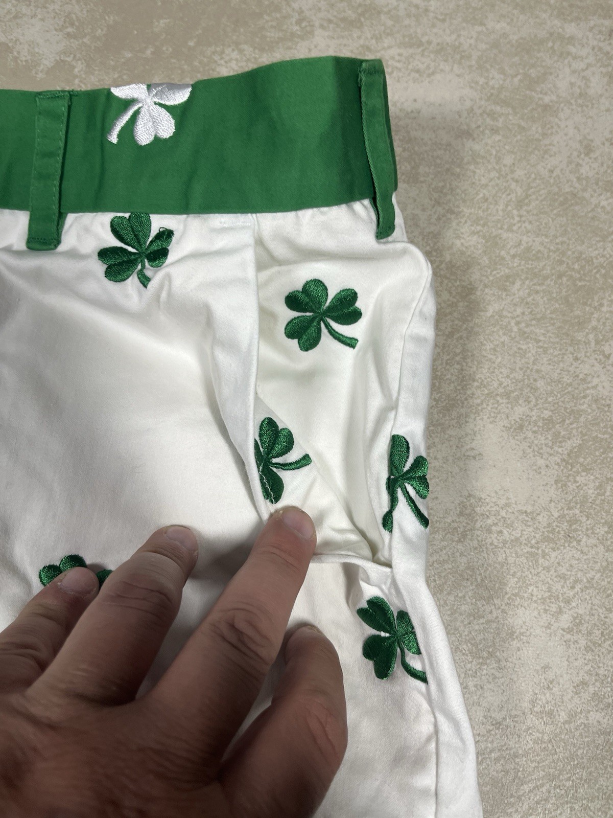 Loudmouth Green White Shamrock Golf Shorts Size 38 1395