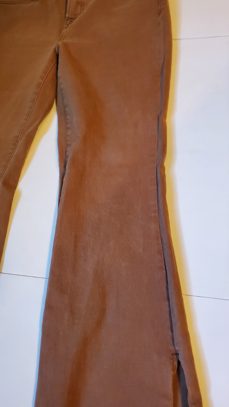Womens Risen High Rise Wide Leg Jeans Expresso, Brown, Fringe, Slit Size 9/29