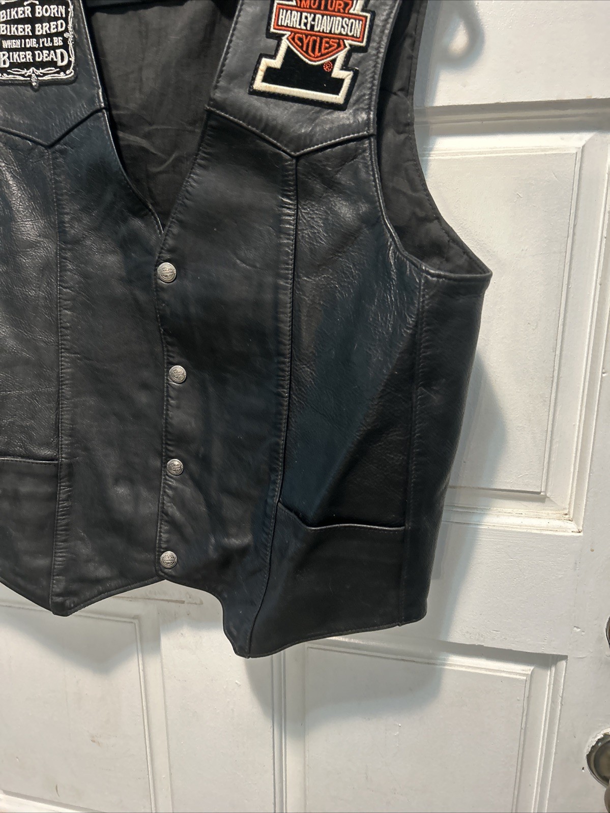 Harley Davidson Leather Vest Wings Logo Men’s M USA Vintage 80s 90s