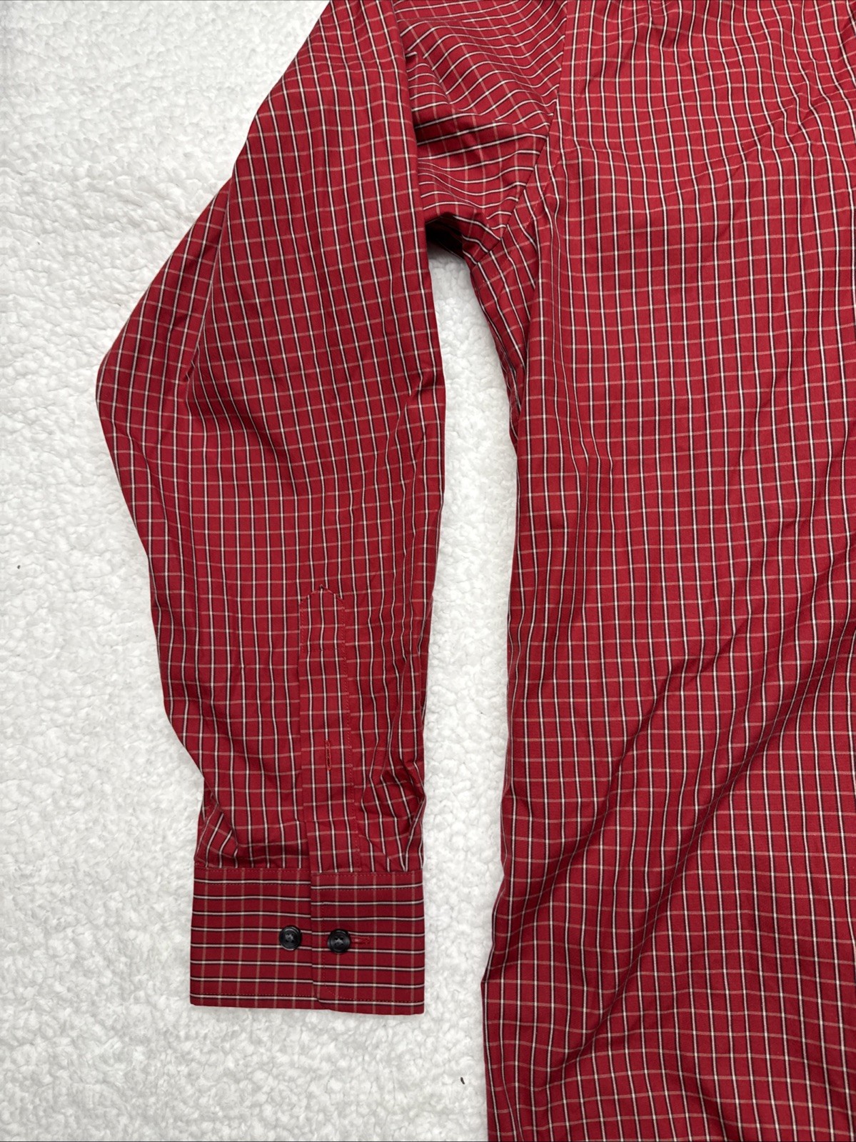 Eddie Bauer Mens Sz L Tall Red Plaid Button Down 100% Baumwolle Cotton LS Shirt
