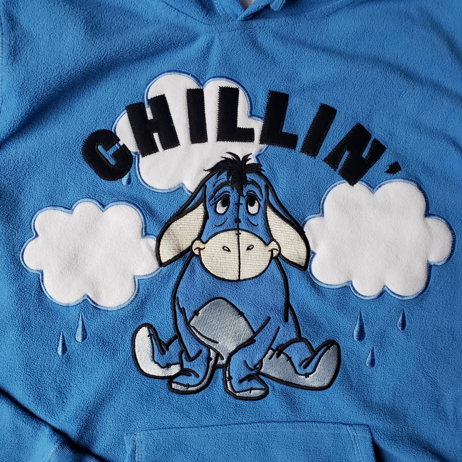 Disney Eeyore Chillin Hoodie Pullover Sweatshirt Blue Fleece Youth XL