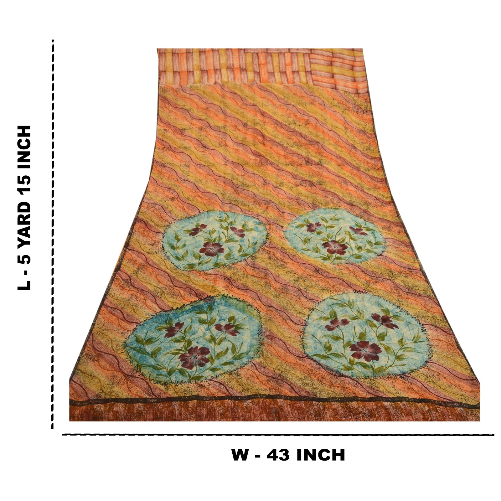 Sanskriti Vintage Sarees 100% Pure Georgette Silk Printed Sari 5 Yd Craft Fabric