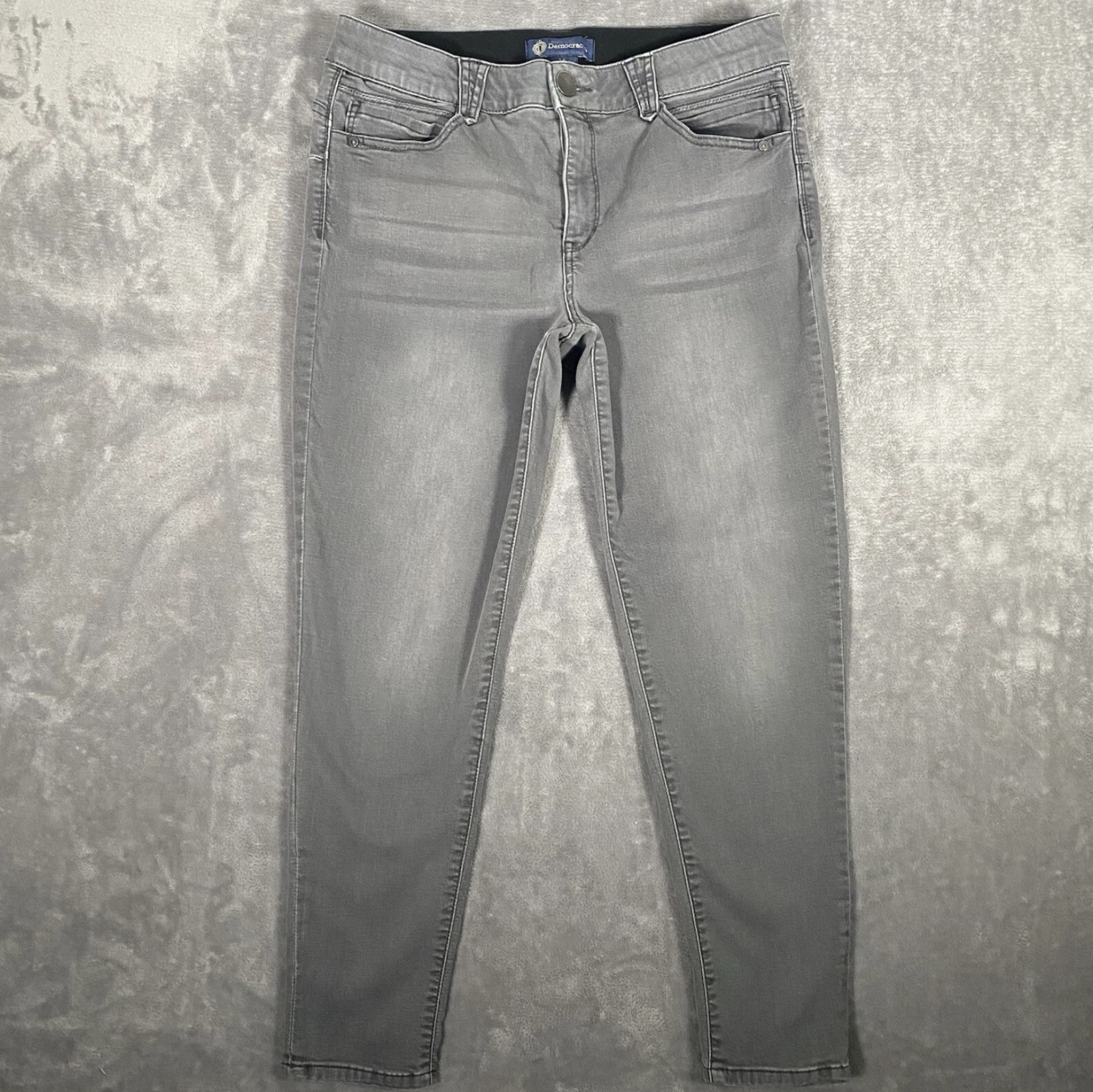 Democracy Jeans Womens 14 Gray Ab Solution Elastic Waist Ankle Lenght Distressed