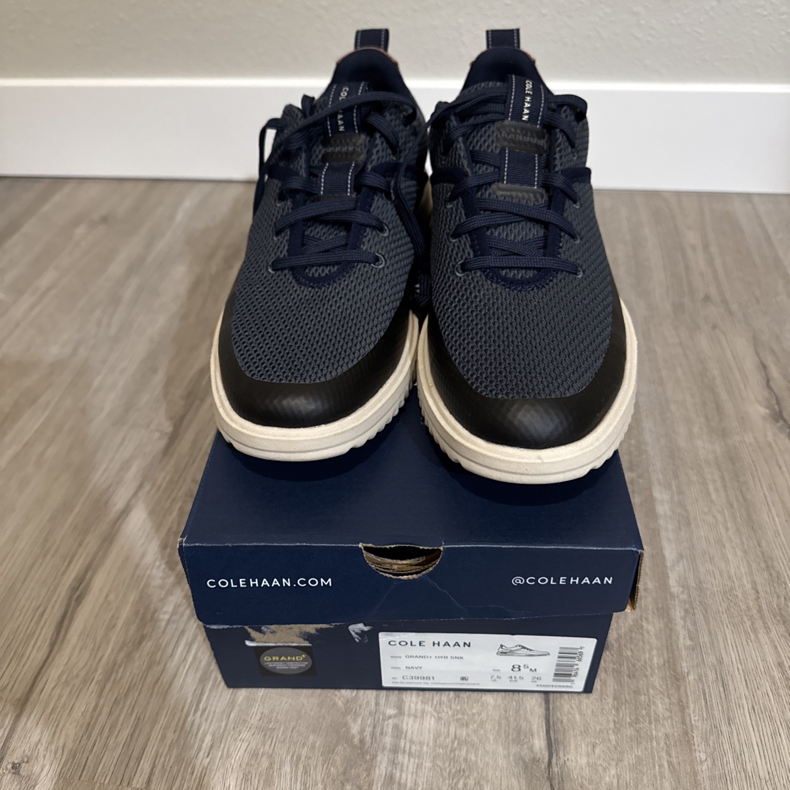 Cole Haan Grand+ Hybrid Shoes Mens 8.5 Navy Mesh Suede Casual Shoes C39981