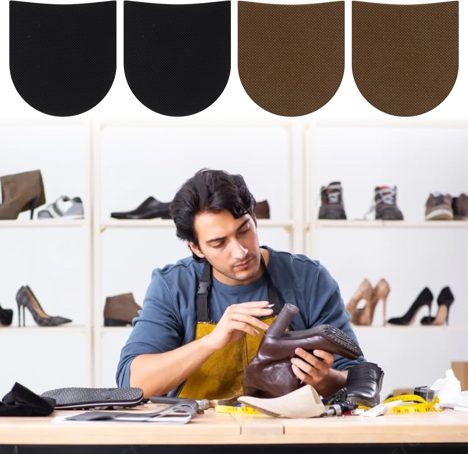 2 Pairs Shoe Repair Rubber Heels Non-Slip Replacement Pads for Boots Dress Shoes