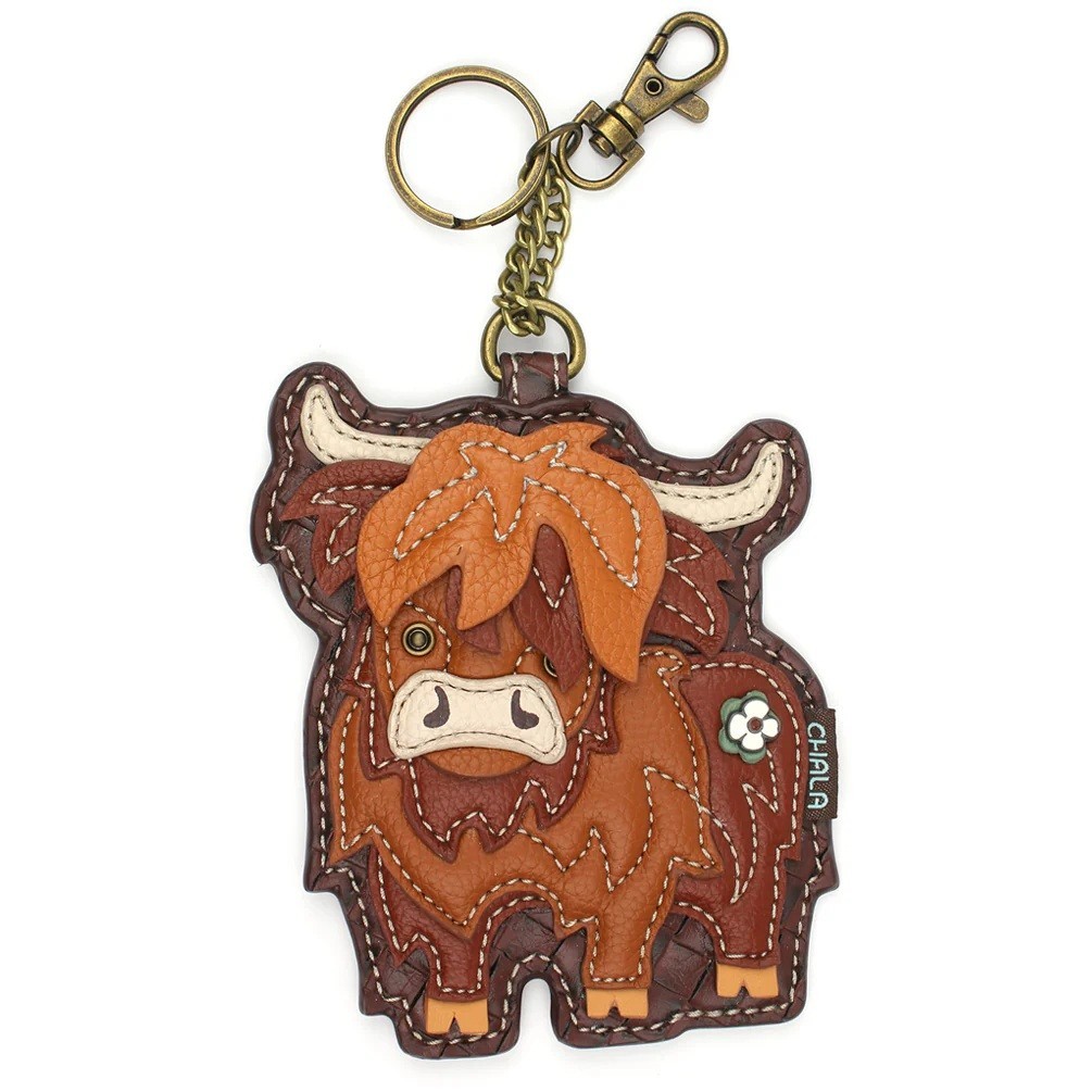 Chala HIGHLAND COW Key Fob Coin Purse Keychain Purse Accessory 5x5x0.3 in NWT