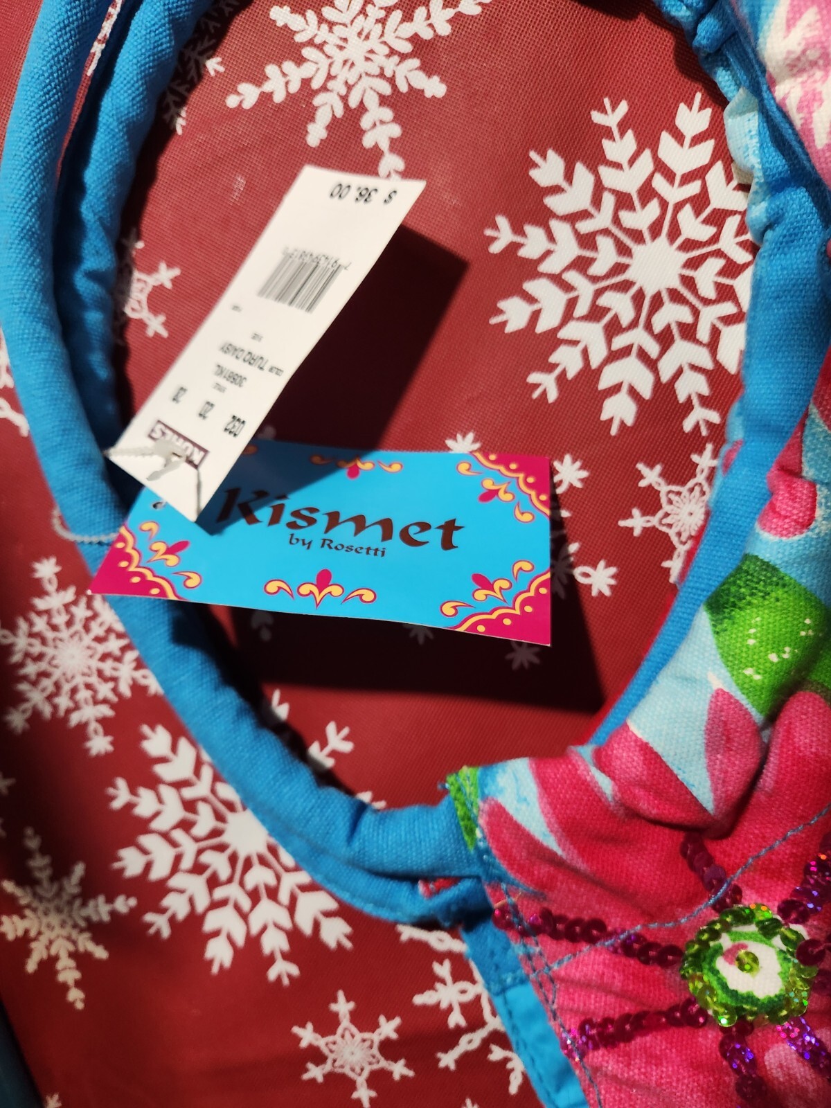 Kismet Summer Boho Large Tote Bag Purse Beach Bag Blue/Pink Sequins NEW