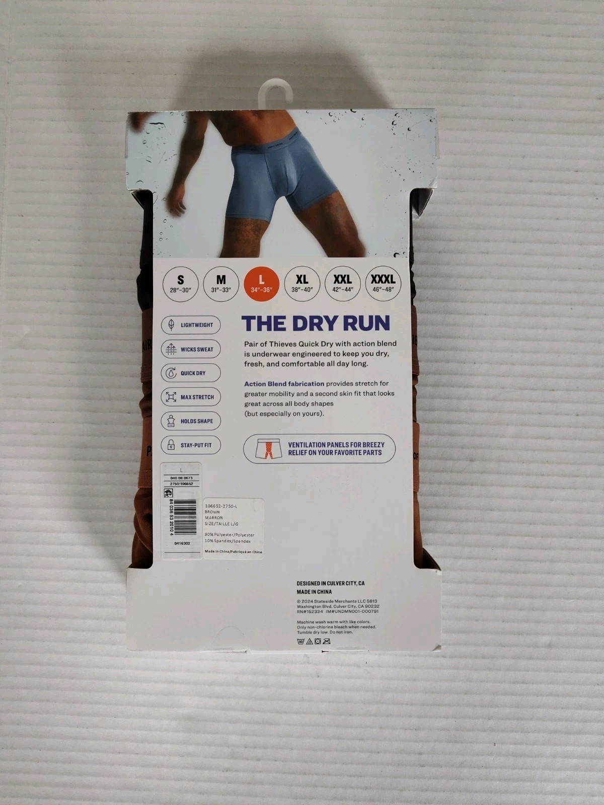 Pair of Thieves Men’s Quick Dry Boxer Briefs 3pk Size L(34-36″) Action Blend