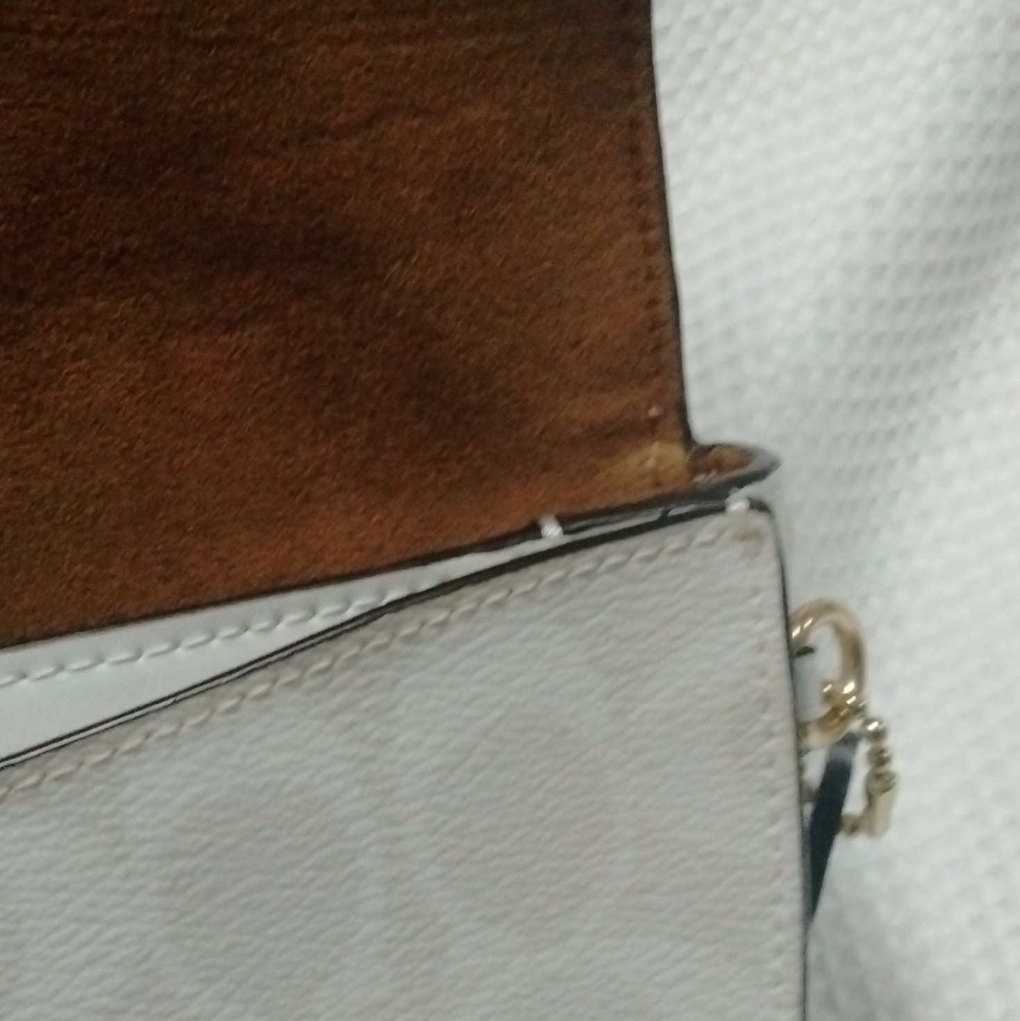 Coach White Monogram Semi-Circle Small Crossbody, Zip/Snap, Adj Strap Gold