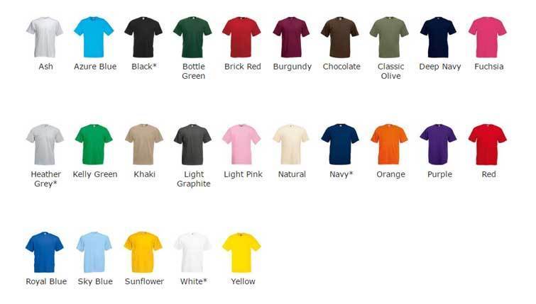 FRUIT OF THE LOOM 5 PACK PLAIN RANDOM MIXED COLOURS T-SHIRT’S UNISEX BARGAIN