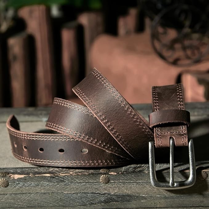 VATAN Men’s Full Grain Leather Belt Handmade Casual Jeans Belt Gift Box