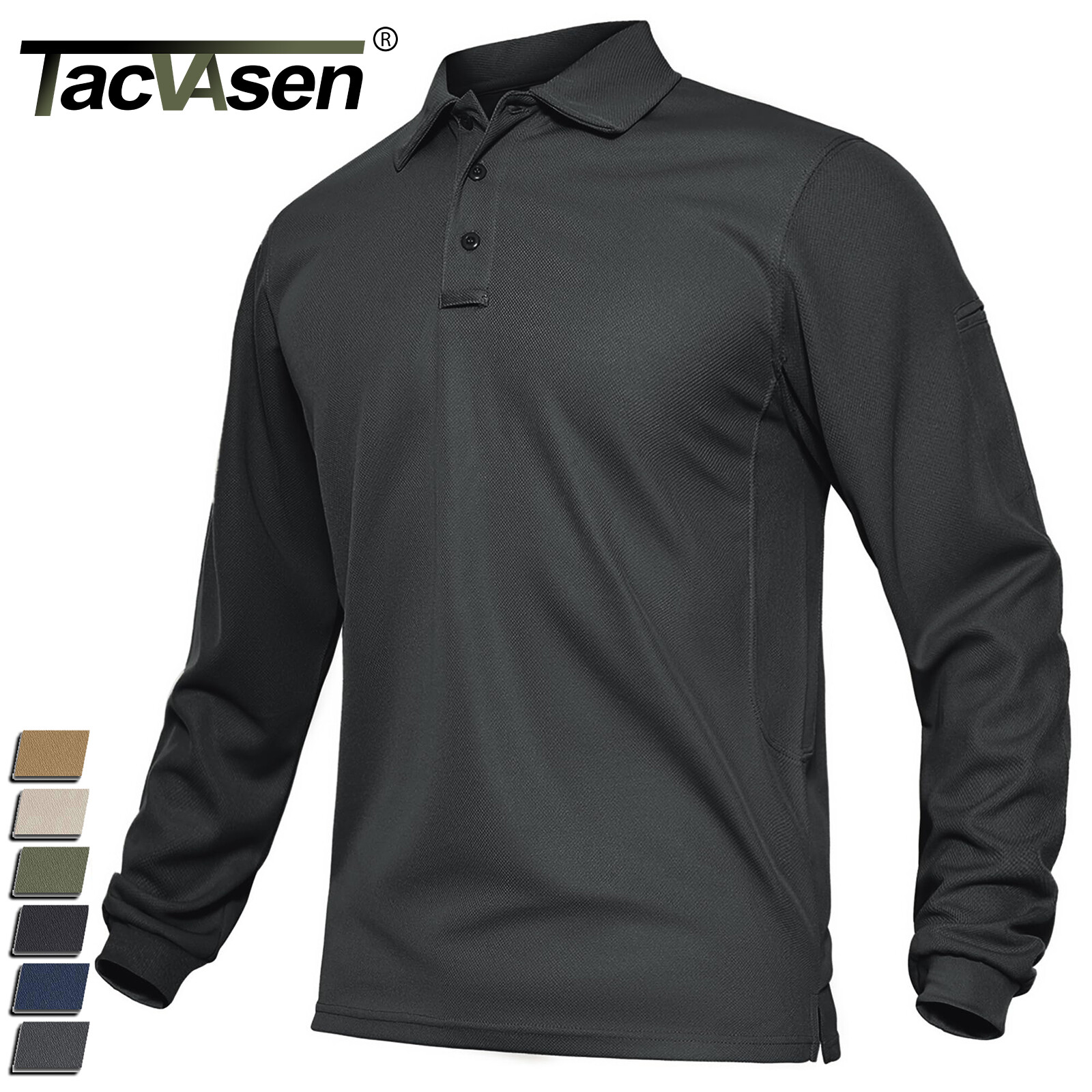 Tacvasen Men’s Long Sleeve Polo Shirts Golf Sport Quick Dry Tactical Team Work T