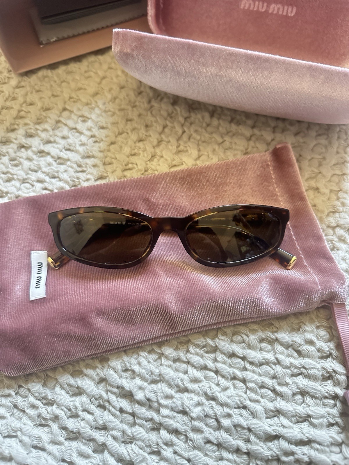 Miu Miu SMU A06 Women’s Tortoiseshell Cat Eye Sunglasses Brown Tinted 140mm