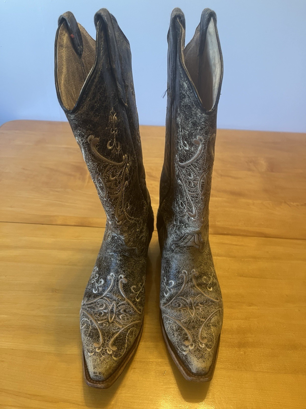 CIRCLE G by Corral Western Cowboy Boots Snip Toe Crackle Boho L5048 Women Sz 8 M