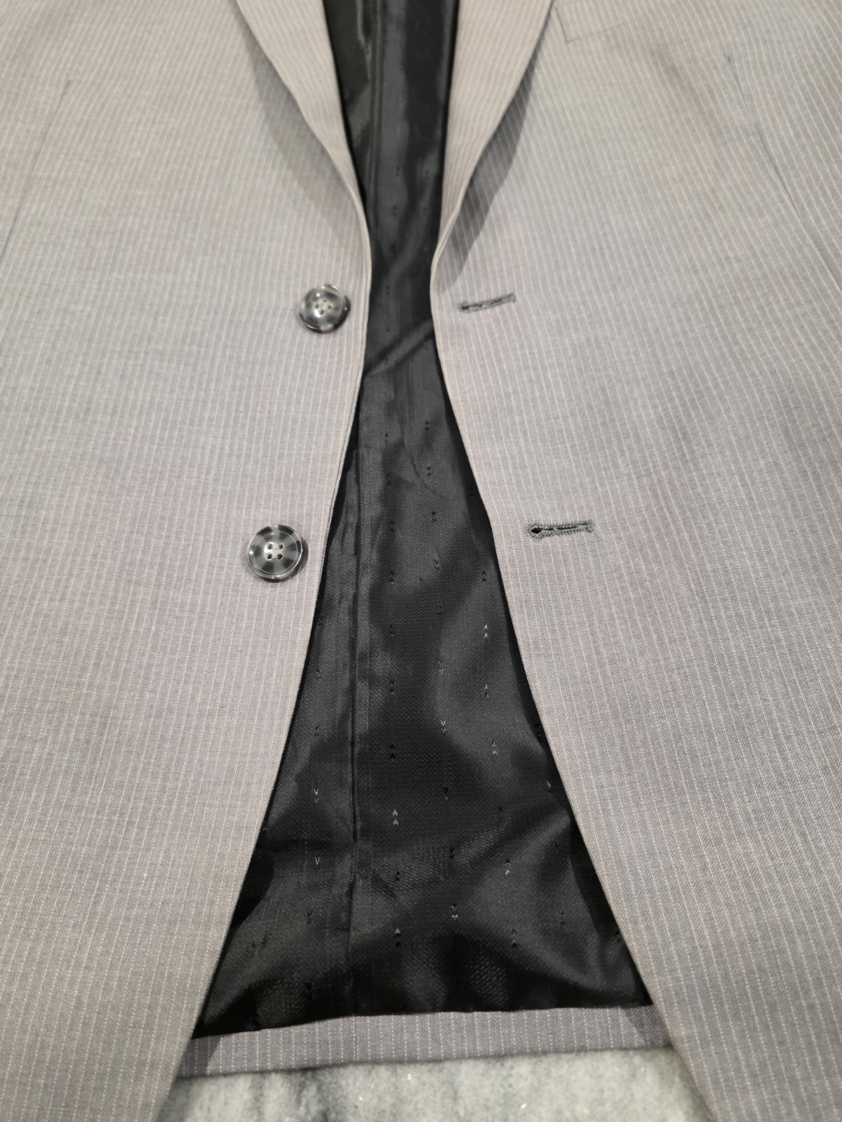 44R Men’s Lineage Blazer Striped Light Gray 2 Button Sport Coat