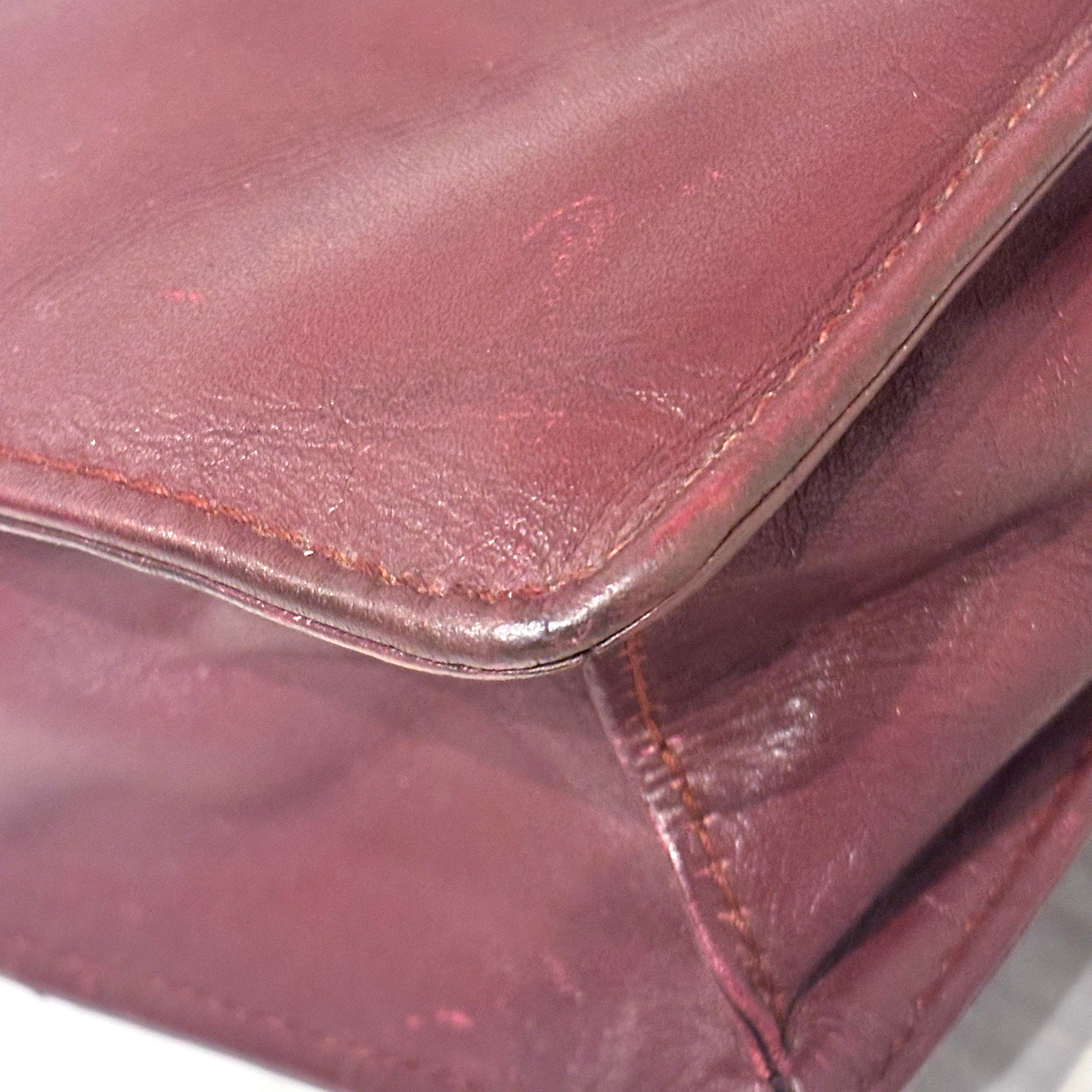 Cartier Briefcase Business Bag Leather Bordeaux Authentic