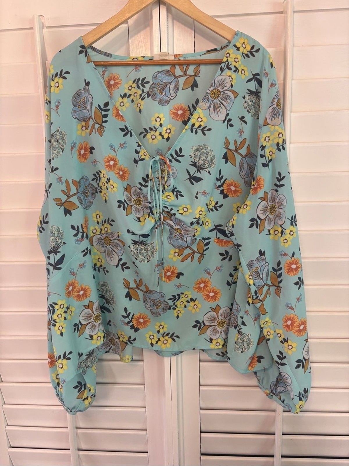 a.n.a Blue Floral Blouse Size 3X